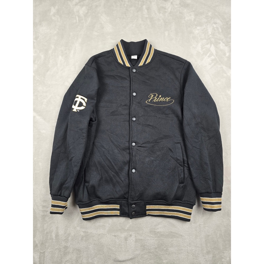Prince‎ x Minnesota Twins Varsity Bomber Jacket Mens M Black Paisley Park Fleece